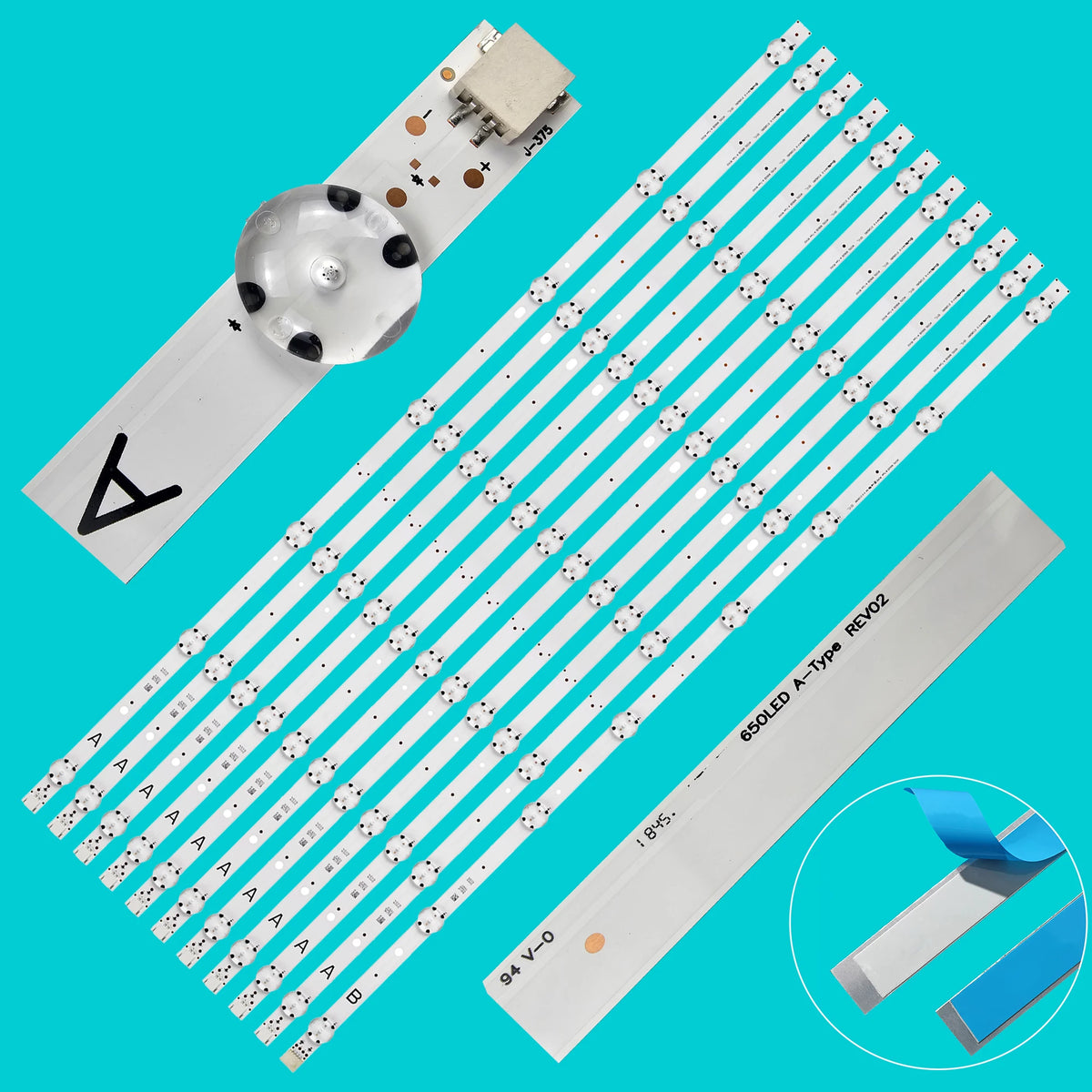 ruban led blanc bleu adhésif rayures horizontales points noirs moderne connecteur