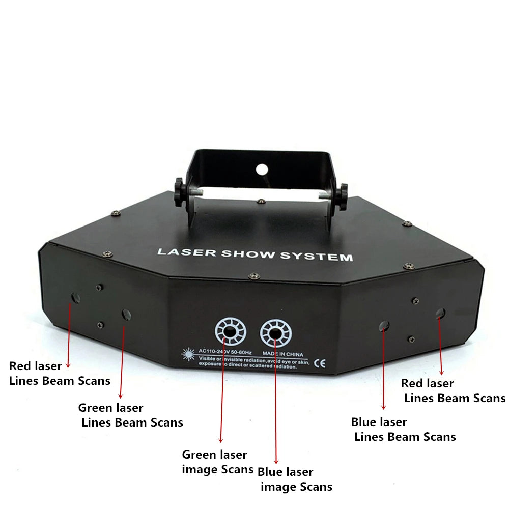 projecteur laser dmx sans fil effet lumière scène dj fête maison rouge vert bleu