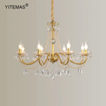 lustre or cristal transparents classique suspension chaîne salon chambre coucher lumière déco
