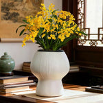 vase moderne plastique blanc imitation céramique ridée décoration intérieur salon