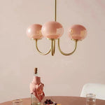 lustre moderne rose doré sphères brillantes opalescent semi encastré led
