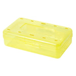 boîtes rangement fournitures scolaires rose bleu jaune transparent texture mat pratique moderne cliquet fermé