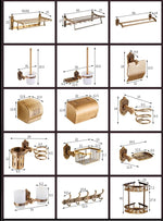 accessoires salle bain doré ornements sculptés finition brillante antique élégant porte serviettes savon toilette
