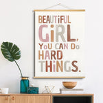 Cadres murals modernes minimalistes texte arc ciel coeurs blanc beige marron rose gris toile