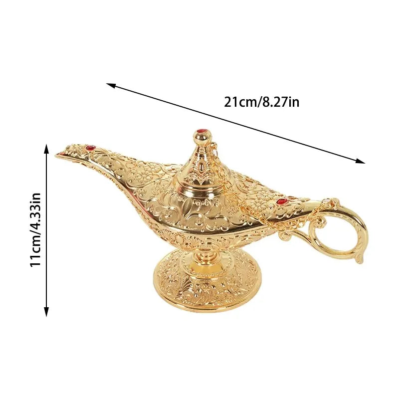 lampe huile décorative aladdin métal ornement floral bleu rouge violet vert orientaliste
