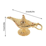lampe huile décorative aladdin métal ornement floral bleu rouge violet vert orientaliste