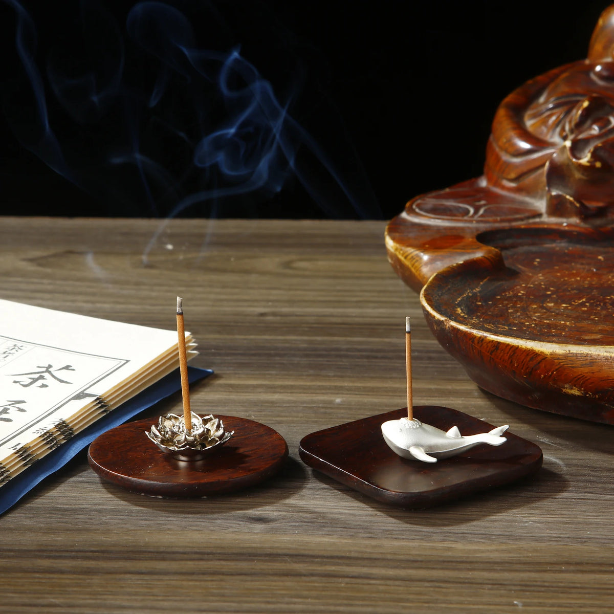 support d'encens métal boîte cendres plateau d'encens décoratif zen porte encens bois holder palo