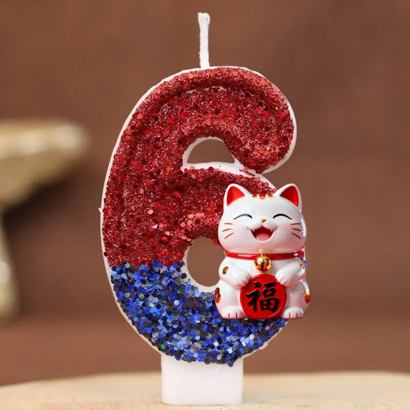 bougies numéraux pailletées rouge bleu blanc anniversaire enfants decoration chiffres