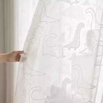 rideau transparent moderne dinosaure chat blanc polyester fenêtre chambre