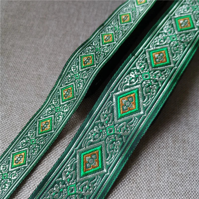 ruban décoratif polyester largeur 2cm bleu vert violet gris marron rose motif géométrique floral
