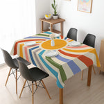 nappe rectangulaire imperméable multicolore rayures arc ciel moderne fête mariage table manger déco boho