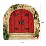décoration jardin porte miniature bois mascotte bleu rose vert marron fantaisie rustique