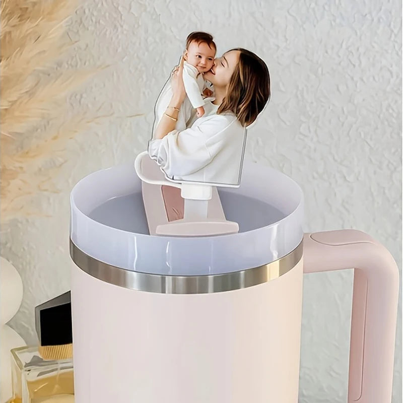 porte clés photo personnalisable transparent moderne blanc rose pâle clips flexible