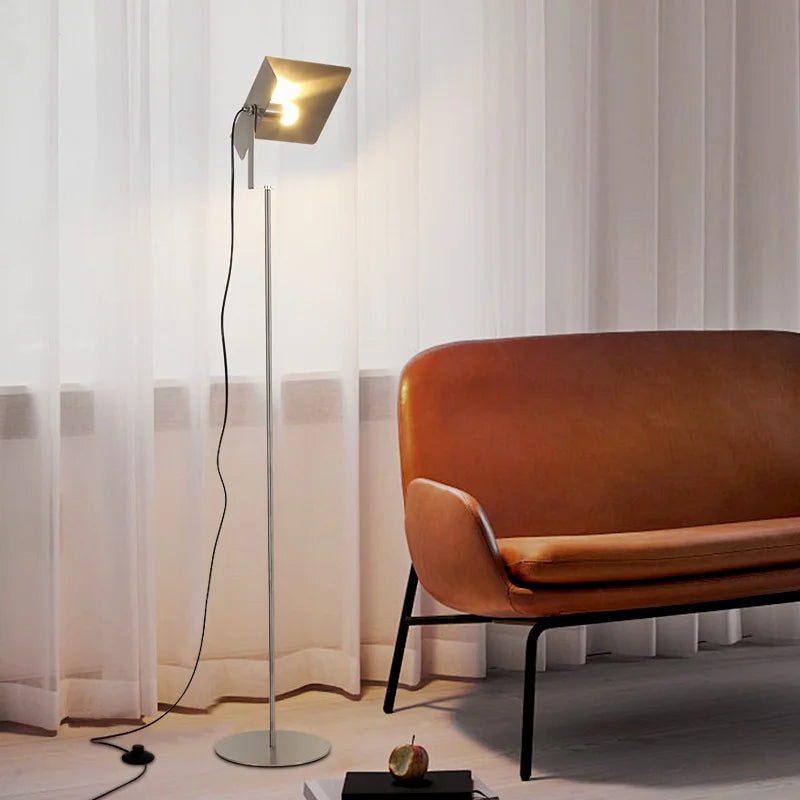 lampe sol moderne acier inoxydable blanc led haute qualité éclairage intérieur contemporain interrupteur bouton