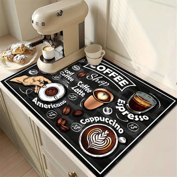 tapis moderne illustrations américano espresso noir cuisine rectangle absorbant rapide