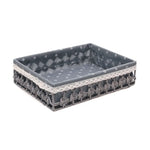 paniers rangement rustique tissu motif géométrique beige gris marron opacité crocheté multifonctionnels