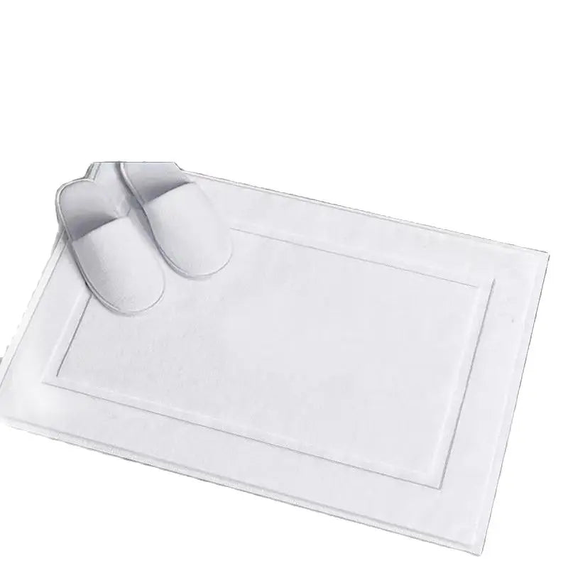 tapis bain coton jacquard absorbant rapide blanc gris 50x80cm dobby