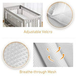 barrière lit bébé blanc gris protection lattes velcro ajustable moderne minimaliste