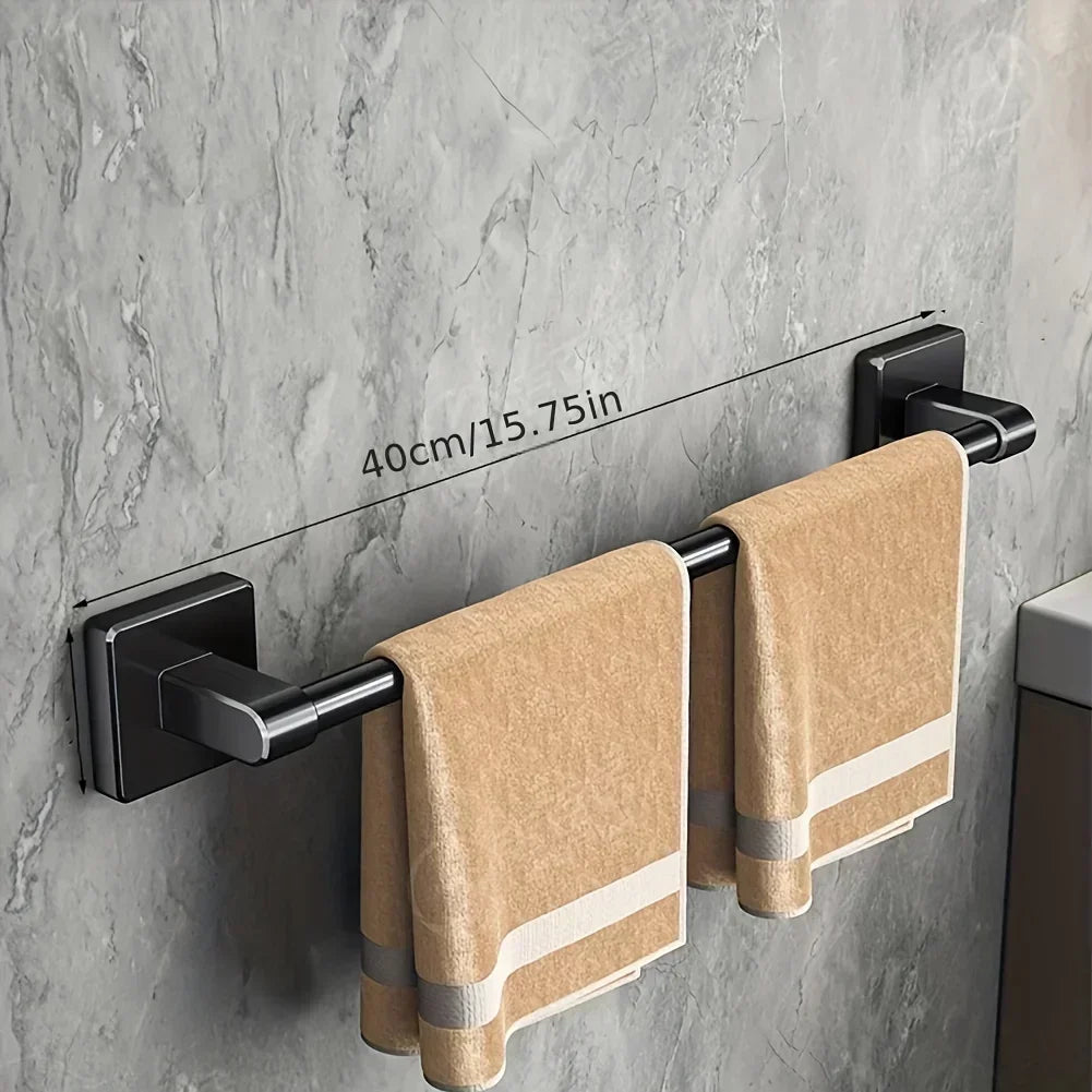 porte serviettes mural adhésif noir alliage aluminium poli industriel salle bain 30 40 50cm