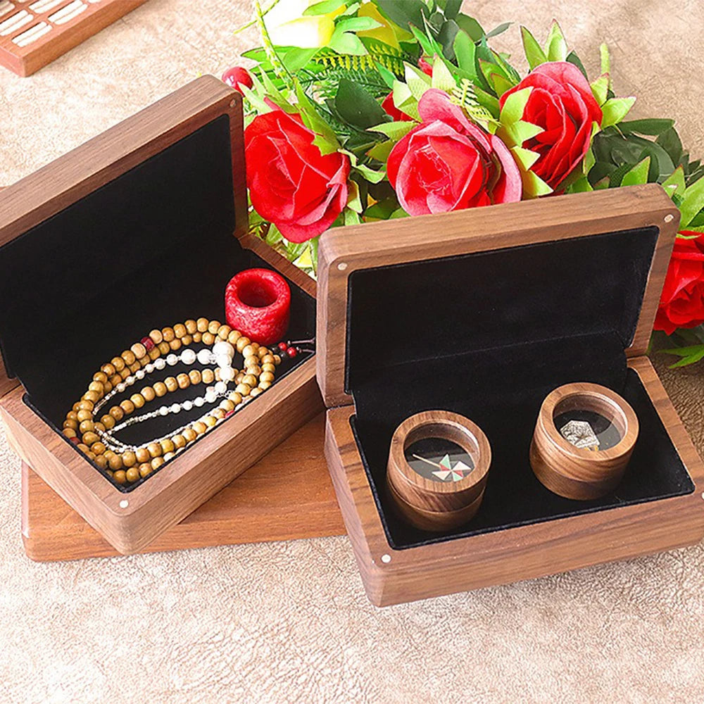 boîtes bijoux bois naturel classiques clips anneaux anti poussière portable opaques