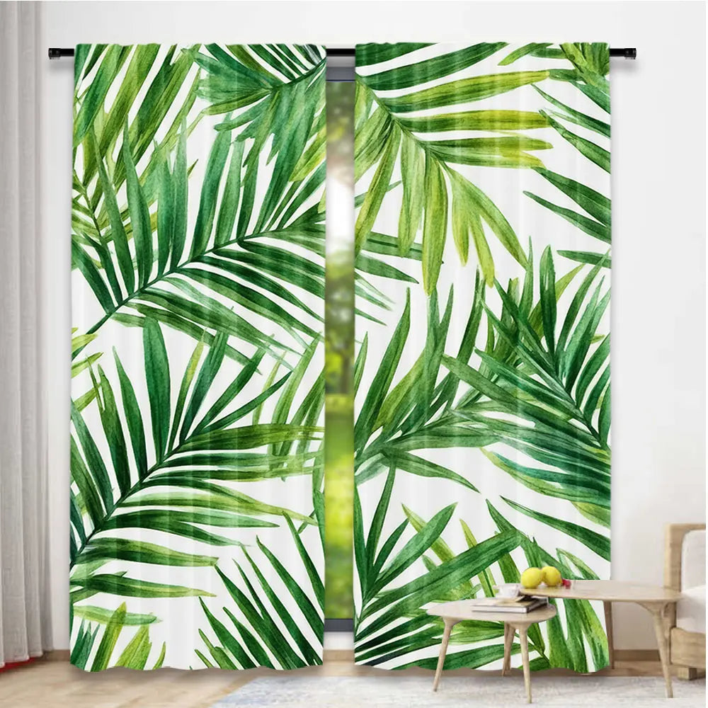 rideau vert feuilles palmier moderne 100 polyester 75x166cm 105x230cm 130x210cm chambre salon