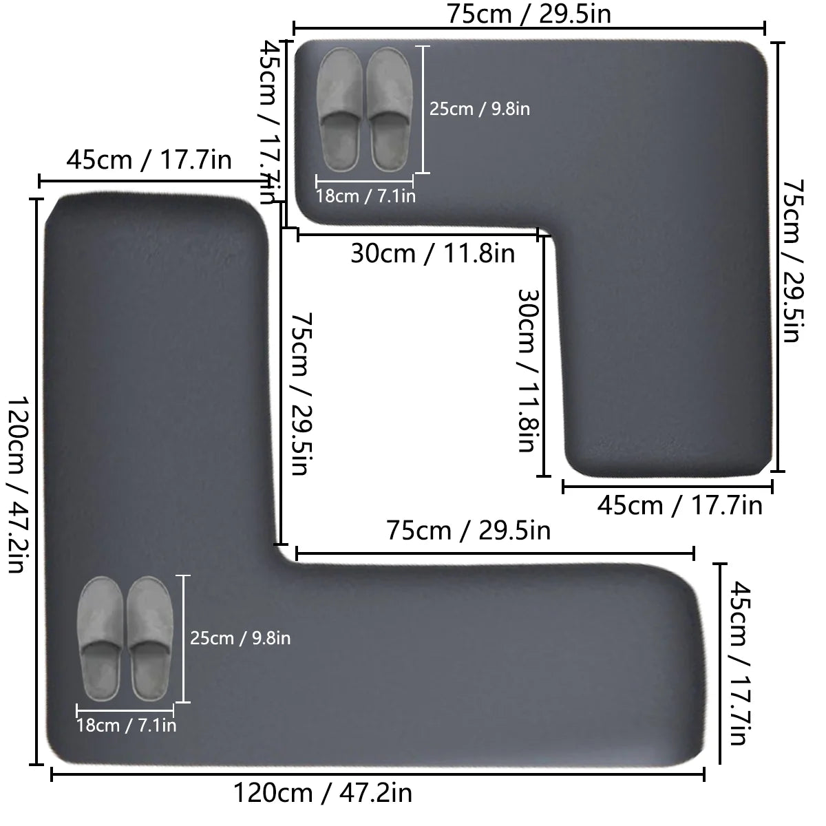 tapis sol antidérapant polyester gris moderne salle bain douillet taille 120x120cm 75x75cm