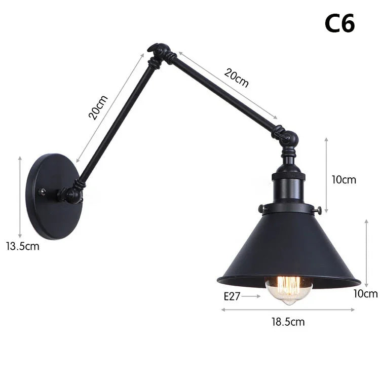 lampe murale articulée or industrielle vintage chambre cuisine salle manger