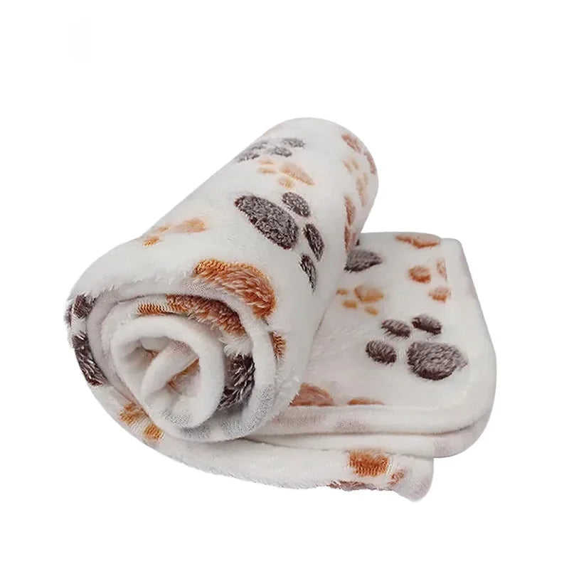 couverture douce animaux compagnie imprimé pattes animaux beige rose blanc confortable tamaño