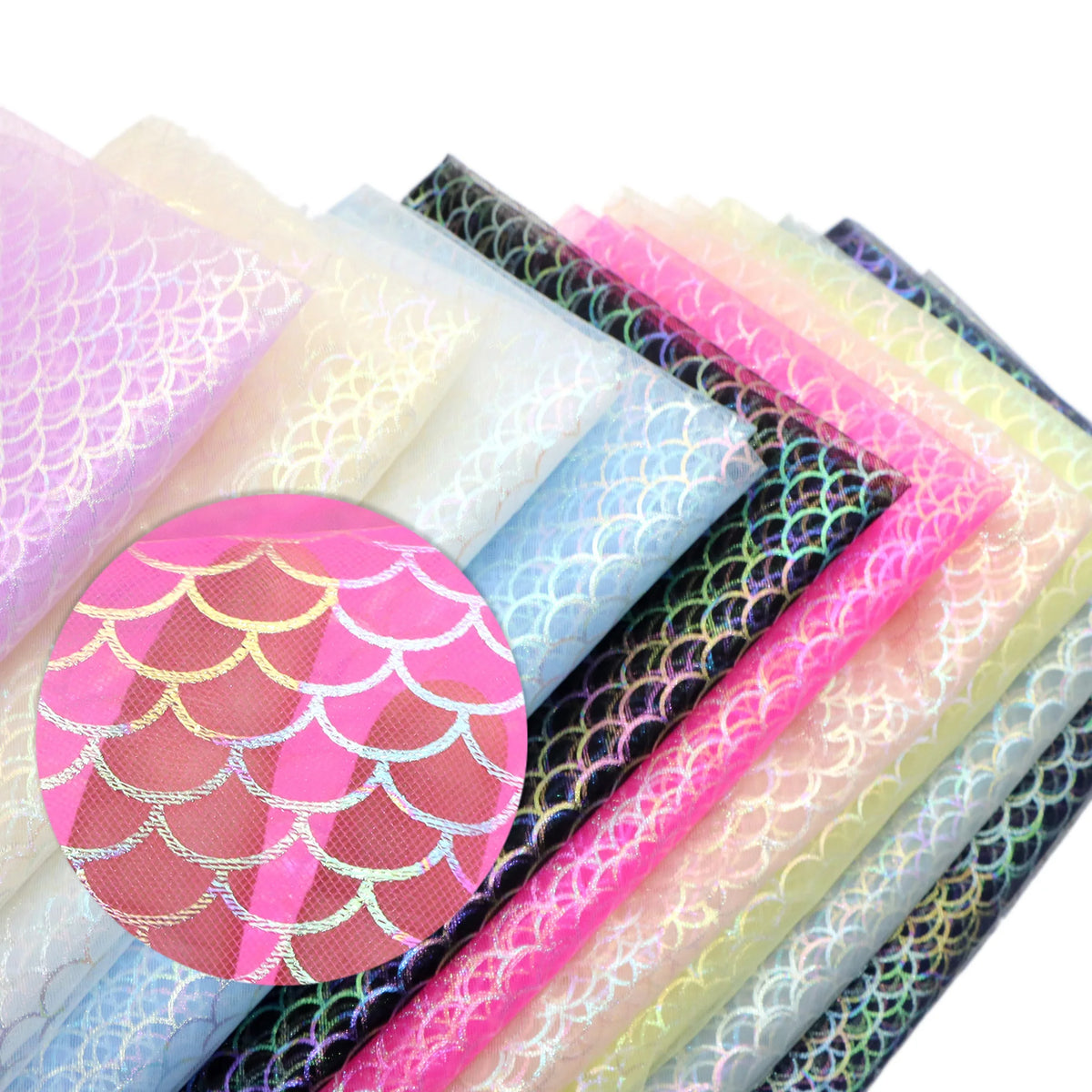 tissu polyester poisson violet blanc bleu clair noir rose jaune clair moderne 50x160cm