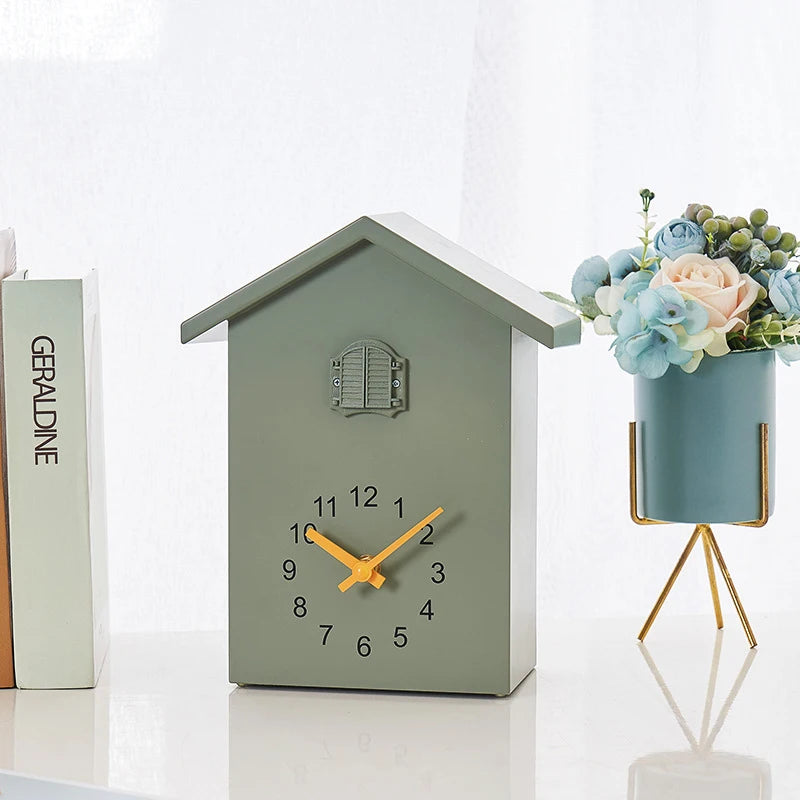 horloge murale coucou dessin animé balançoire moderne salon blanc bleu vert olive aspect mat