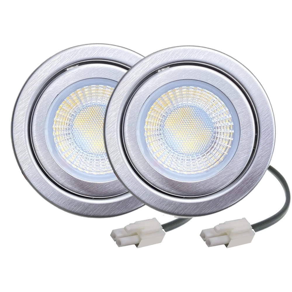 ampoules led spot argenté moderne 68mm 12v 3000k 6000k connecteur électrique fixations visées