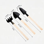 outils jardin miniature pelle grelinette noir bois clair pot fleur cactusintérieur jardinage rustic