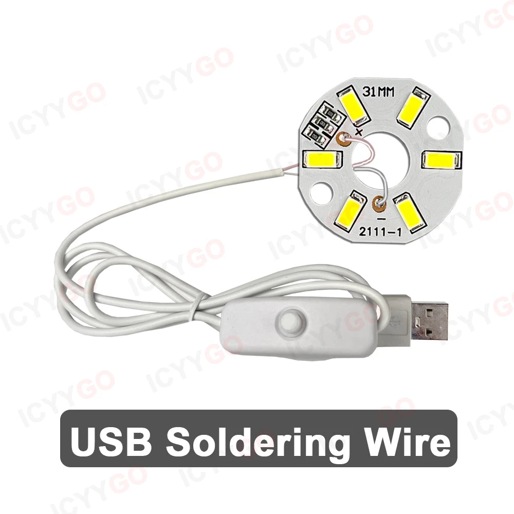 source lumière led 3w 5v usb blanc rouge circulaire adhésif câble interrupteur