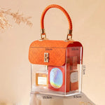 sac main transparent acrylique moderne géométrique blanc orange violet noir rouge vert chic poignée