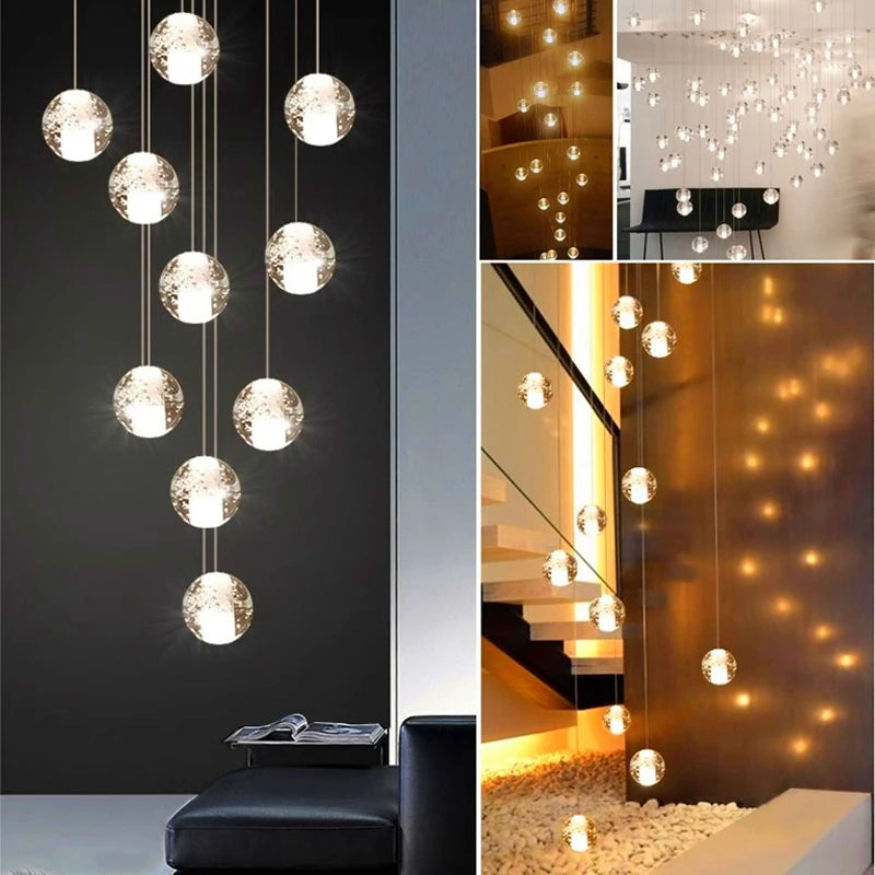 suspension lumineuse moderne cristal transparent argentées chambre salon