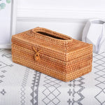 boîtes mouchoirs tissu tressé rustique marron clair boucle métallique rangement serviettes papiers toilette salle