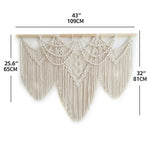 tapisserie macramé coton ovale motifs géométriques franges bohème bois opaque