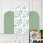 rideau arrière arc vert clair rayures florales moderne élégant mariage fiançailles baptême anniversaire noël