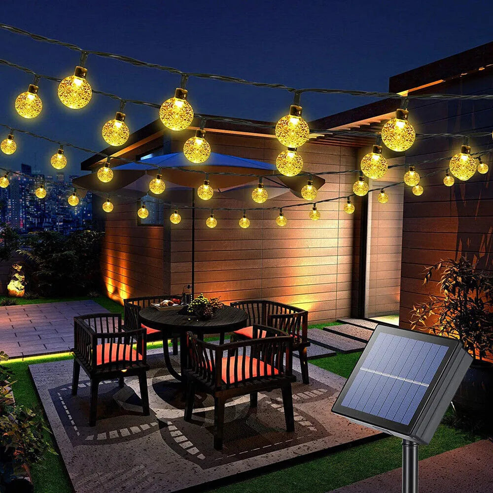 guirlande lumineuse solaire translucides multicolore moderne extérieure festive jardin blanc jaune led