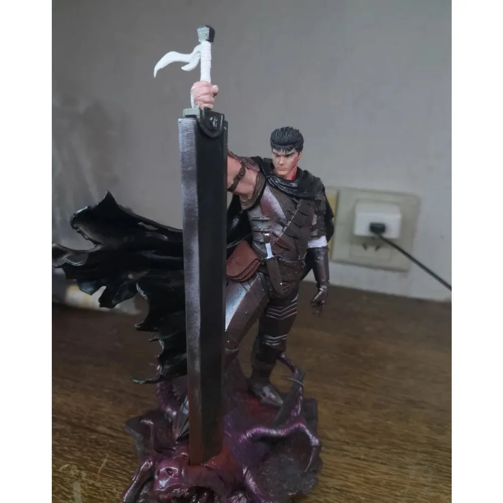statue résine gris noir figurine articulée épée base sculptée occasion anniversaire thème gens rétro