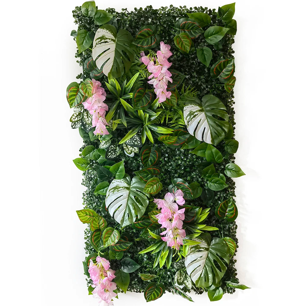 panneau mural artificiel herbe feuilles vert moderne décoration extérieur accroché maison festive