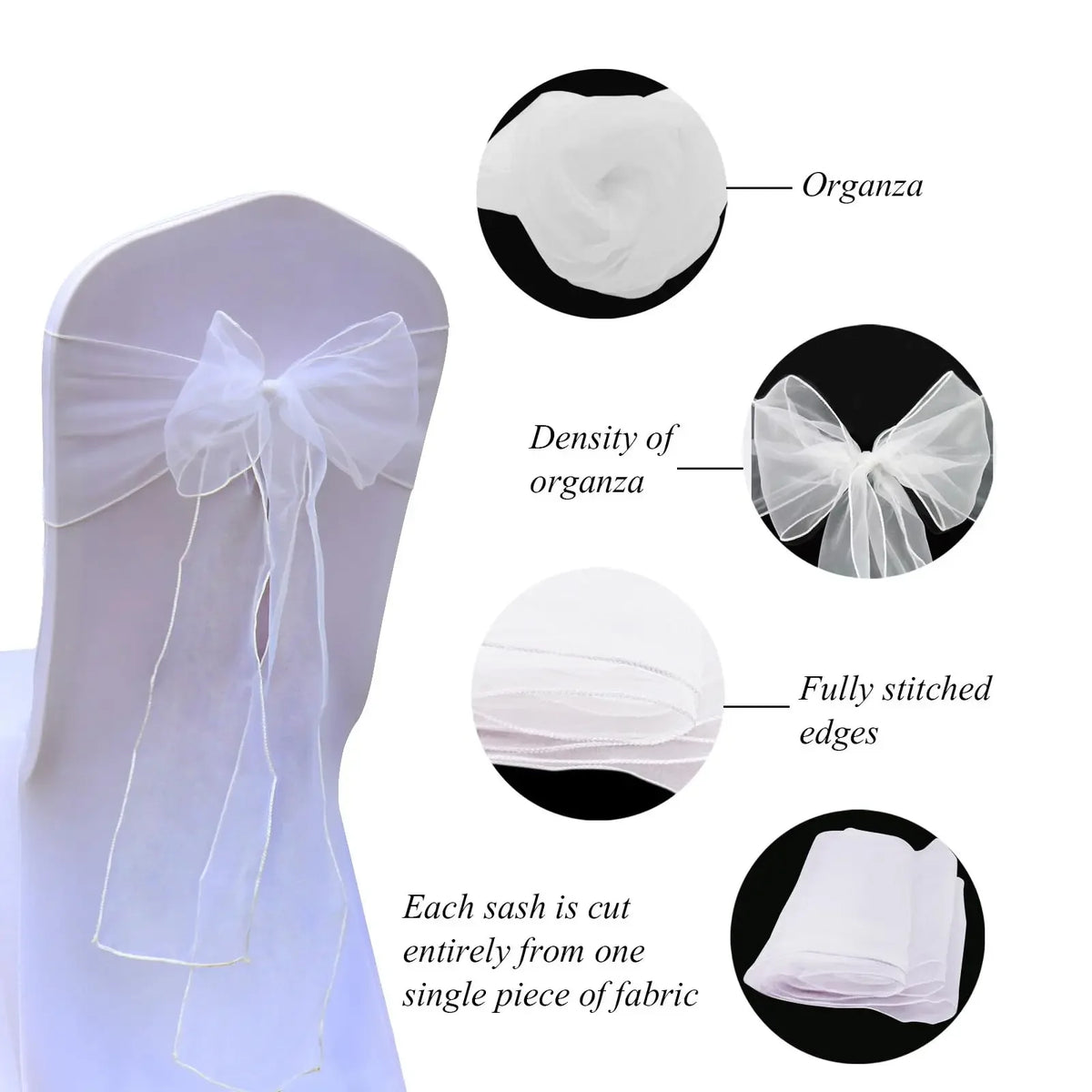 décoration événementielle mariage nœuds papillon rubans organza transparent orange bleu violet rose blanc sièges