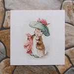 tissu coton imprimé lapins scènes naturelles multicolore bricolage couture décoration illustratif vintage 15x15cm respectueux