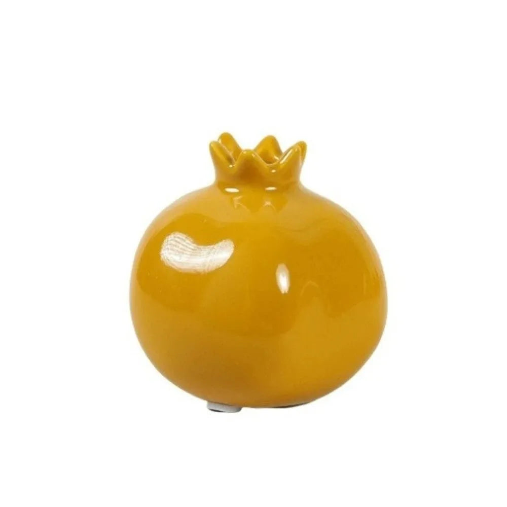 vase decoratif forme grenade porcelaine moderne rouge jaune doré argenté