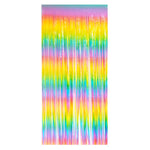 rideau festif arc ciel semi transparent lames verticales motifs joyeux anniversaire mariage