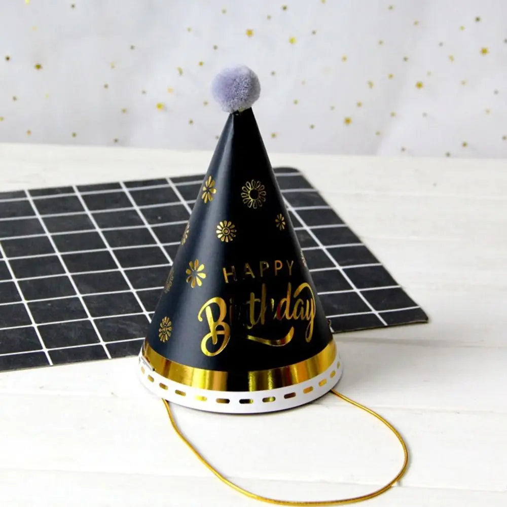 chapeaux fête anniversaire enfant garçon fille imprimé happy birthday motifs floraux dorés multicolores classiques