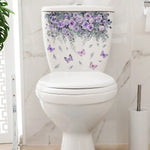 cache wc blanc fleurs feuilles papillons adhésif décoration murale moderne naturel stickers