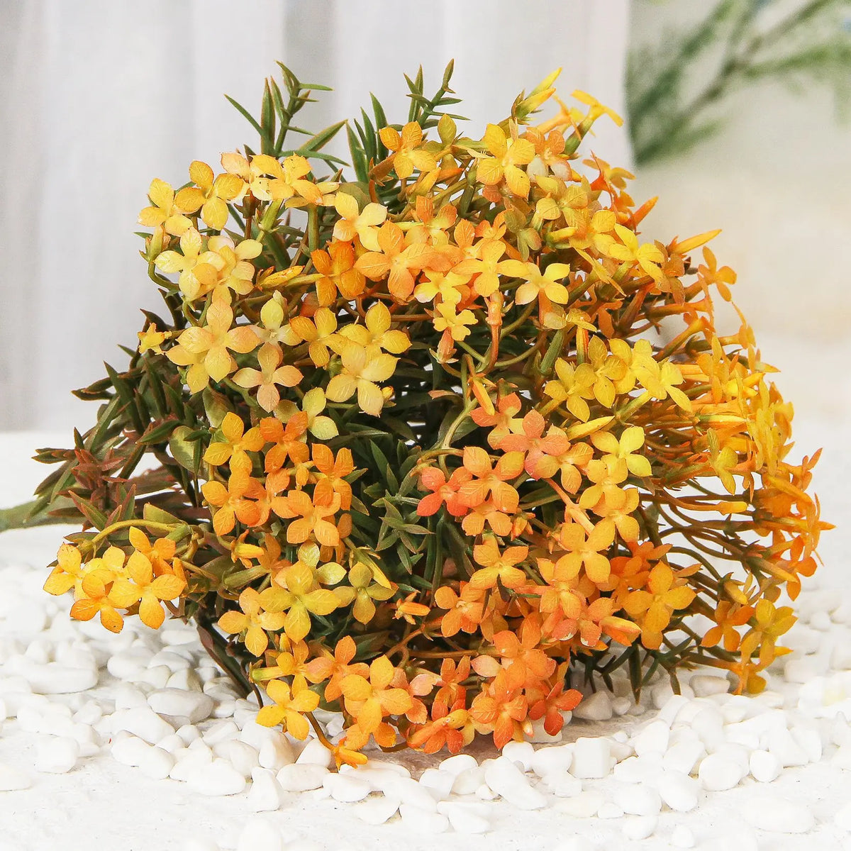Bouquet artificiel violet orange rouge bleu vert petites fleurs simples naturel intérieur décoration anniversaire