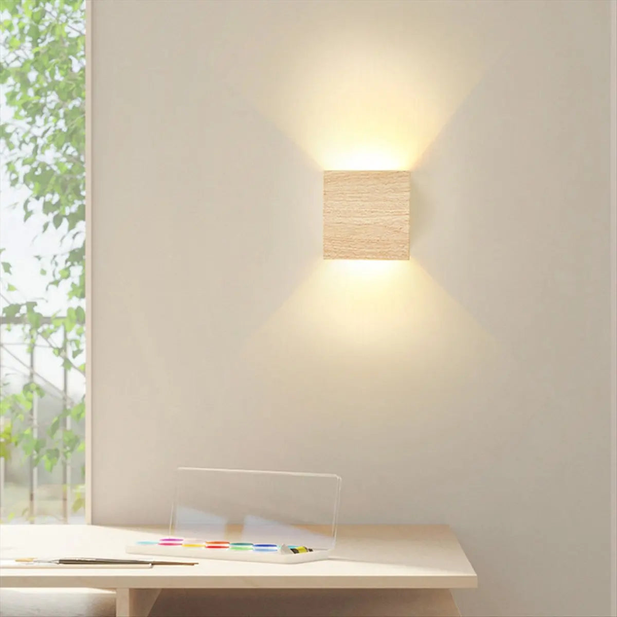 lampe murale moderne texture bois couleur naturelle minimaliste