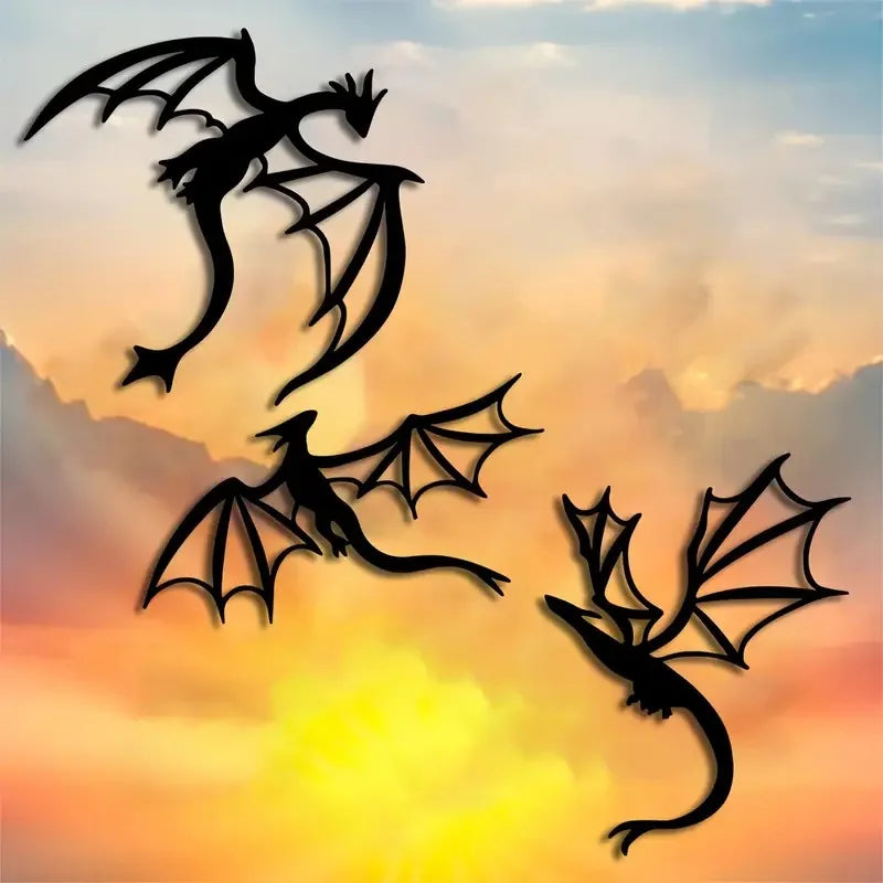 décoration murale silhouette dragon moderne noir simple intérieur extérieur chambre balcon terrasse
